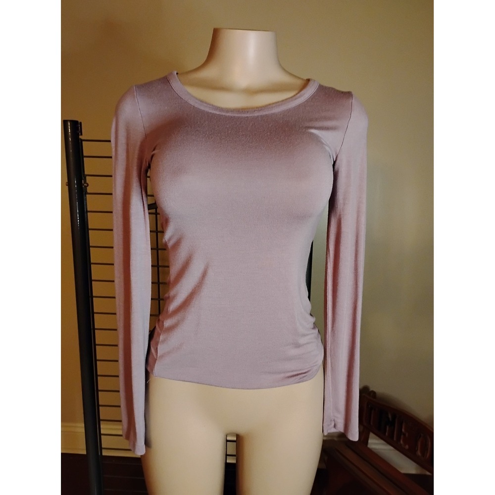 rue21 Womens Small Mauve Pink Long Sleeve Crew Neck Stretch Rayon Top 70829